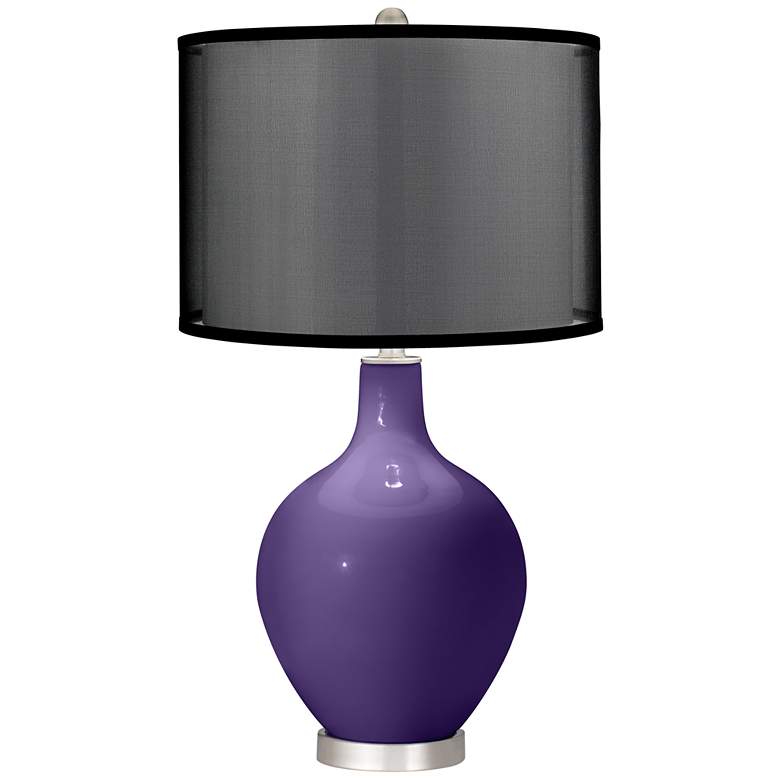 Image 1 Izmir Purple Ovo Table Lamp with Organza Black Shade