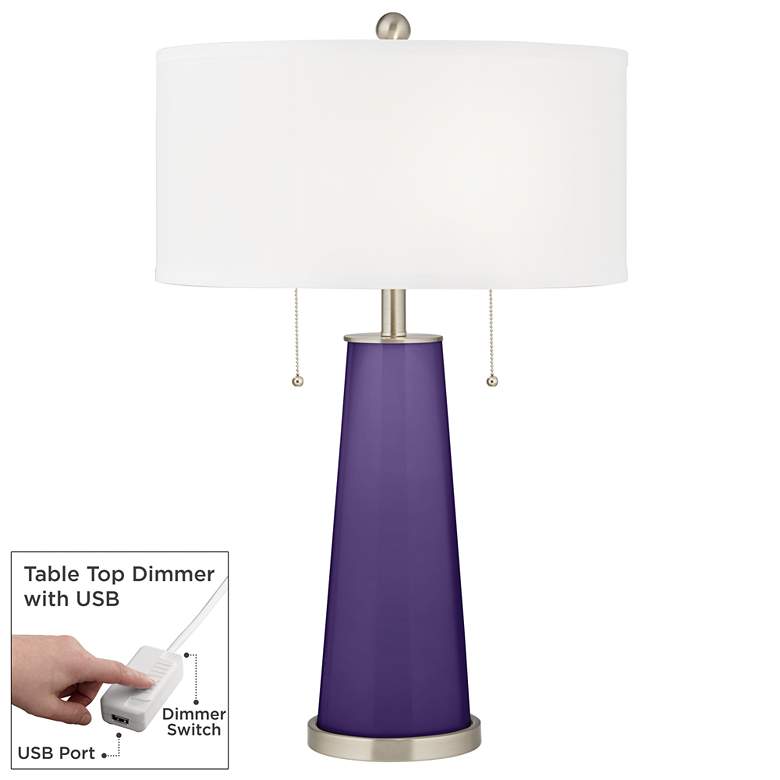 Image 1 Izmir Purple Peggy Glass Table Lamp With Dimmer