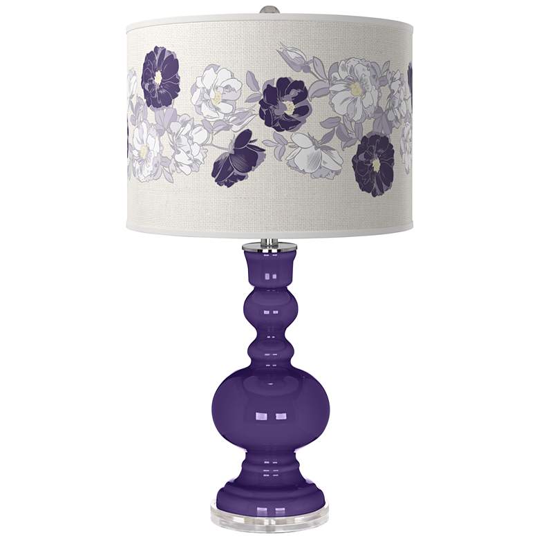 Image 1 Izmir Purple Rose Bouquet Apothecary Table Lamp