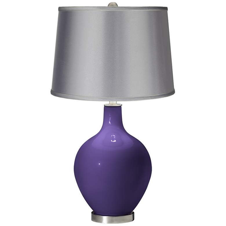 Image 1 Izmir Purple - Satin Light Gray Shade Ovo Table Lamp