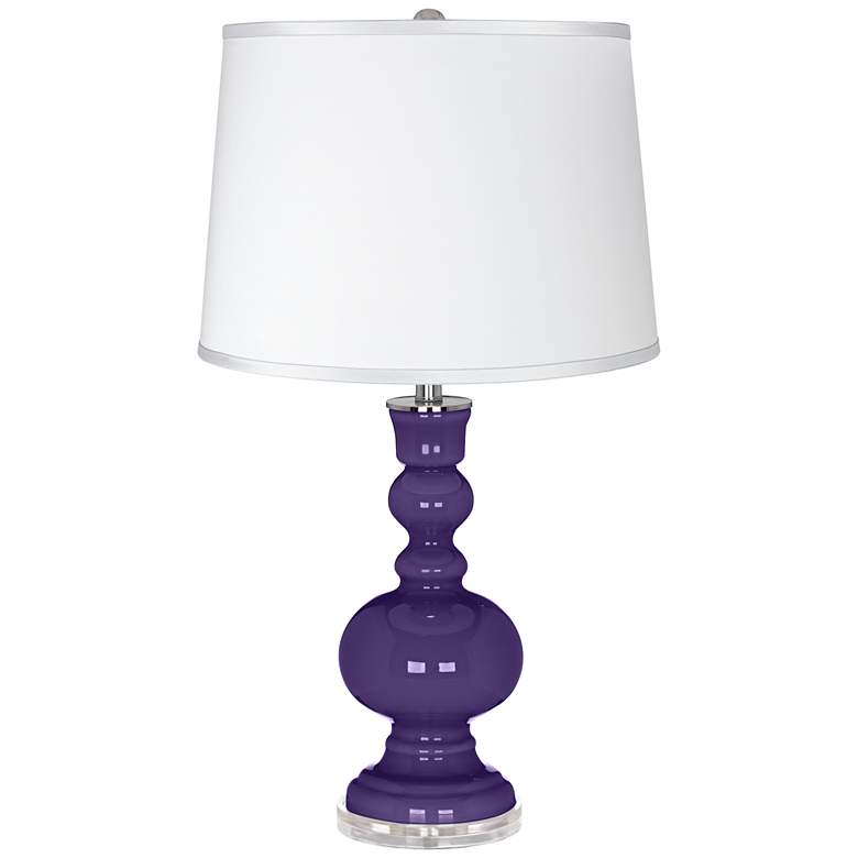 Image 1 Izmir Purple -Satin Silver White Shade Apothecary Table Lamp
