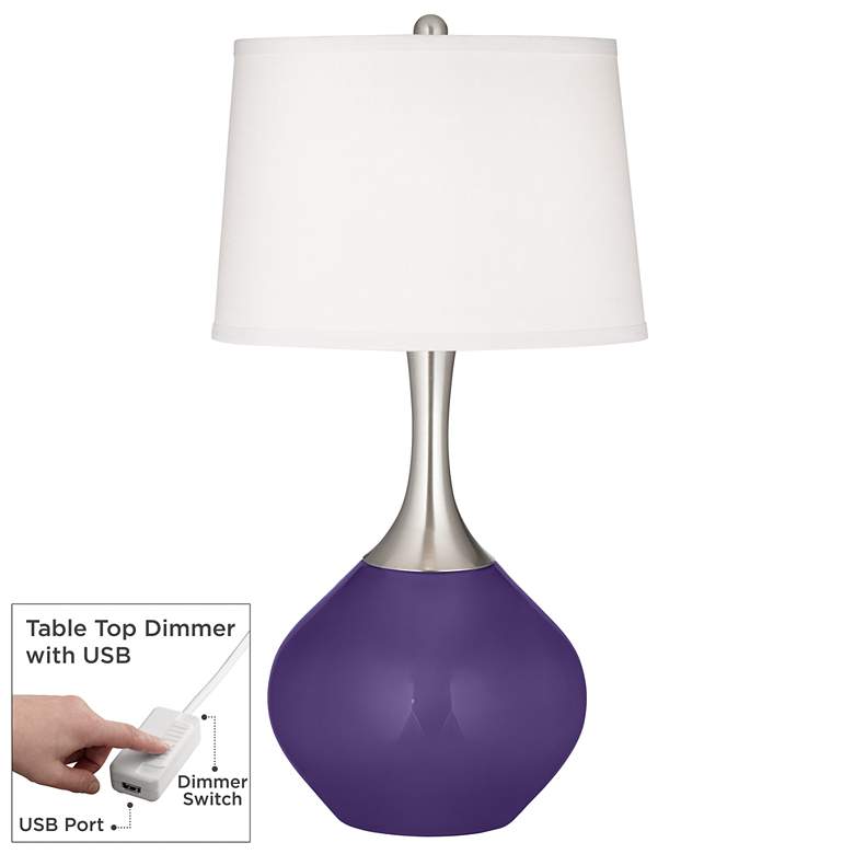 Image 1 Izmir Purple Spencer Table Lamp with Dimmer