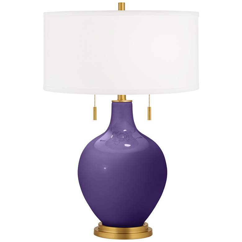 Image 2 Izmir Purple Toby Brass Accents Table Lamp with Dimmer