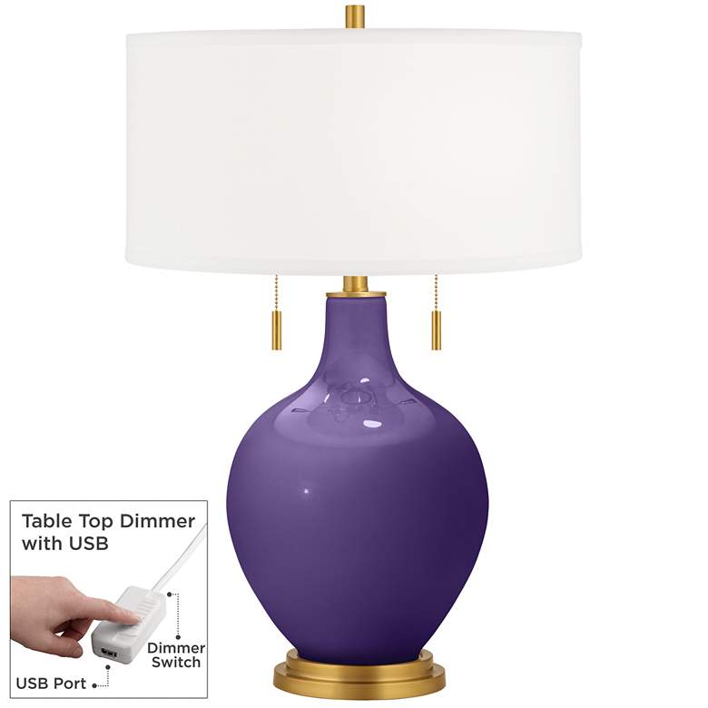 Image 1 Izmir Purple Toby Brass Accents Table Lamp with Dimmer
