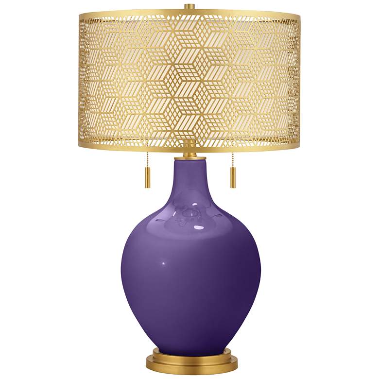 Image 1 Izmir Purple Toby Brass Metal Shade Table Lamp