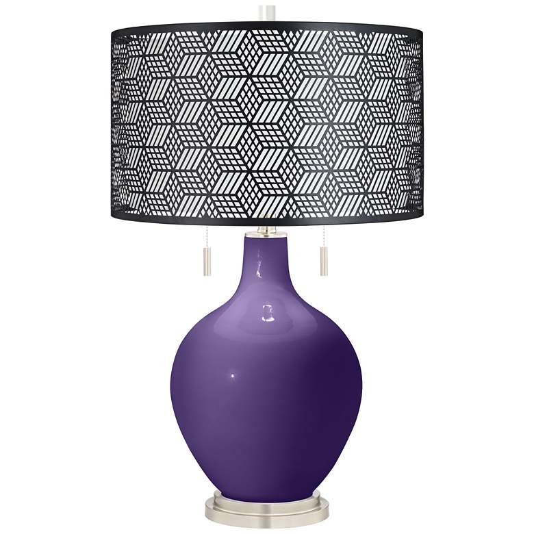 Image 1 Izmir Purple Toby Table Lamp With Black Metal Shade