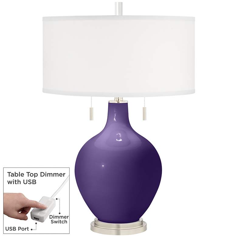 Image 1 Izmir Purple Toby Table Lamp with Dimmer