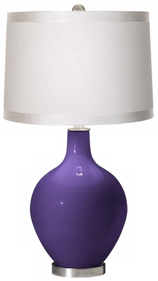 Izmir Purple White Drum Shade Ovo Table Lamp - #28R74 | Lamps Plus