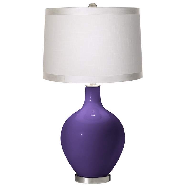 Image 1 Izmir Purple White Drum Shade Ovo Table Lamp