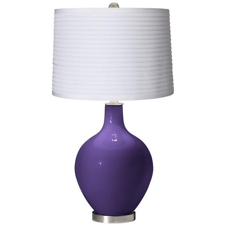 Image 1 Izmir Purple White Pleated Shade Ovo Table Lamp