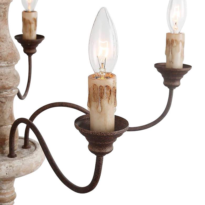 Image 5 Izuell 23 1/4 inch Wide Off-White Wood 5-Light Candle Chandelier more views