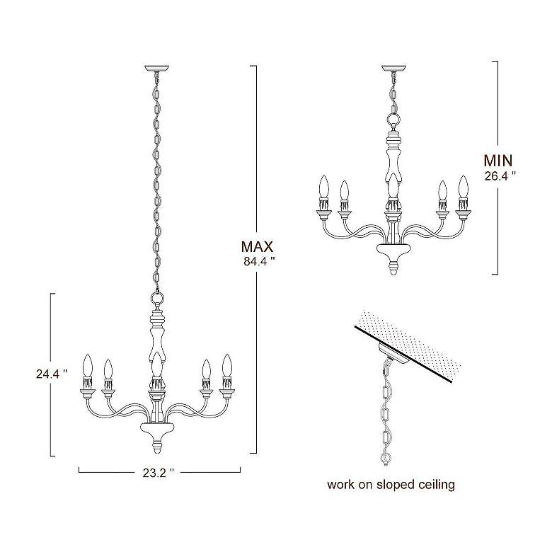 Image 6 Izuell 23 1/4" Wide Off-White Wood 5-Light Candle Chandelier more views