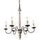 Izuell 25" Wide Off-White 6-Light Hand-Carved Wood Candle Chandelier