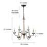 Izuell 25" Wide Off-White 6-Light Hand-Carved Wood Candle Chandelier