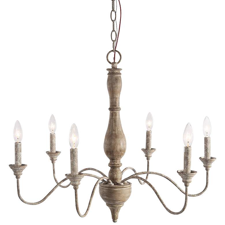 Image 1 Izuell 30 inch Wide Off-White 6-Light Candle Chandelier
