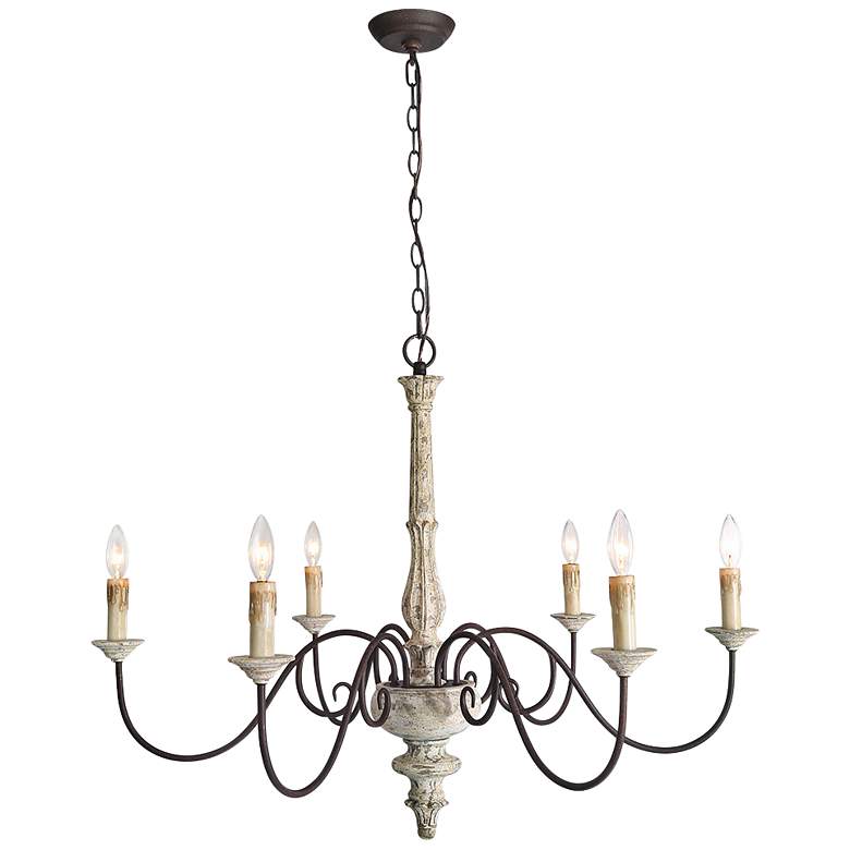 Image 2 Izuell 37" Wide Off-White 6-Light Traditional Candelabra Chandelier