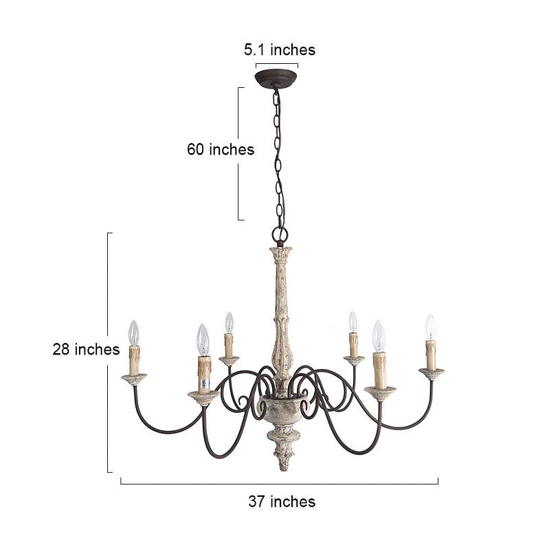 Image 6 Izuell 37 inch Wide Off-White 6-Light Traditional Candelabra Chandelier more views