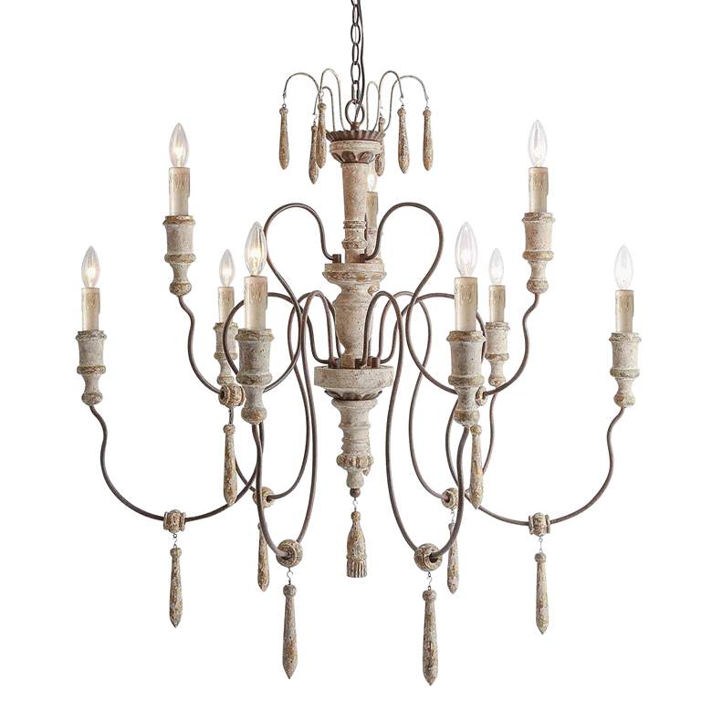 Image 1 Izuell 39 inch Wide Antique Rust Distressed 9-Light Chandelier