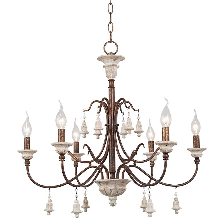 Image 1 Izuell 6-Light 26.4 inch Wide Wood French Country Chandelier