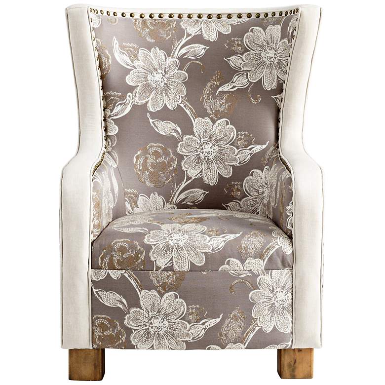 Image 1 J.P. Buttercup Gray Floral Toile Arm Chair