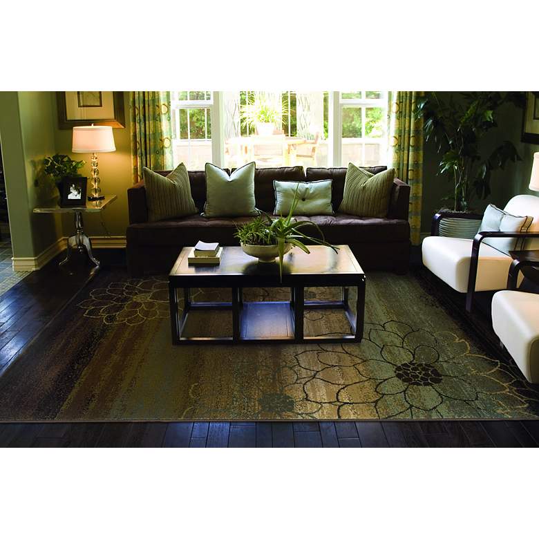 Image 1 Floral Silhouette 5'3"x7'6" Area Rug in scene