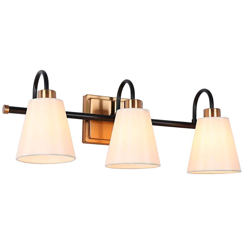 Image 1 Jacarmellia 21 1/2" Wide Black and Brass 3-Light Bath Light