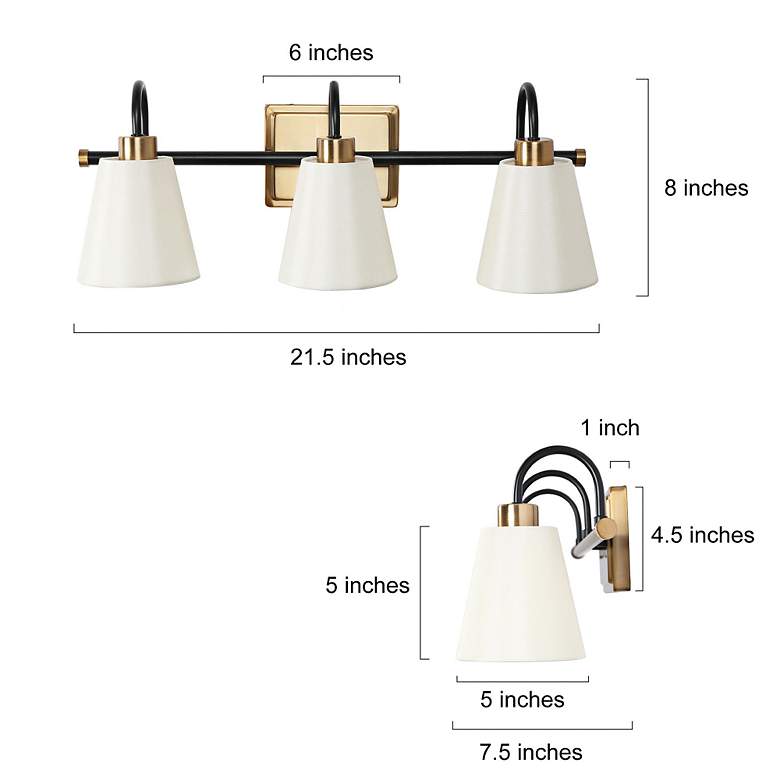 Image 6 Jacarmellia 21 1/2" Wide Black and Brass 3-Light Bath Light more views