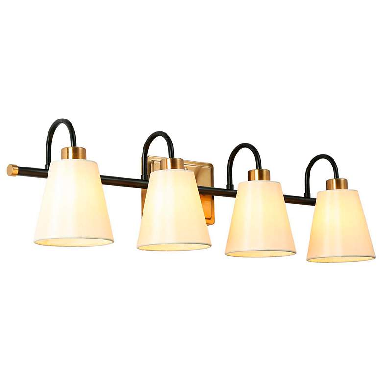 Image 1 Jacarmellia 28"W Matte Black and Brass 4-Light Bath Light
