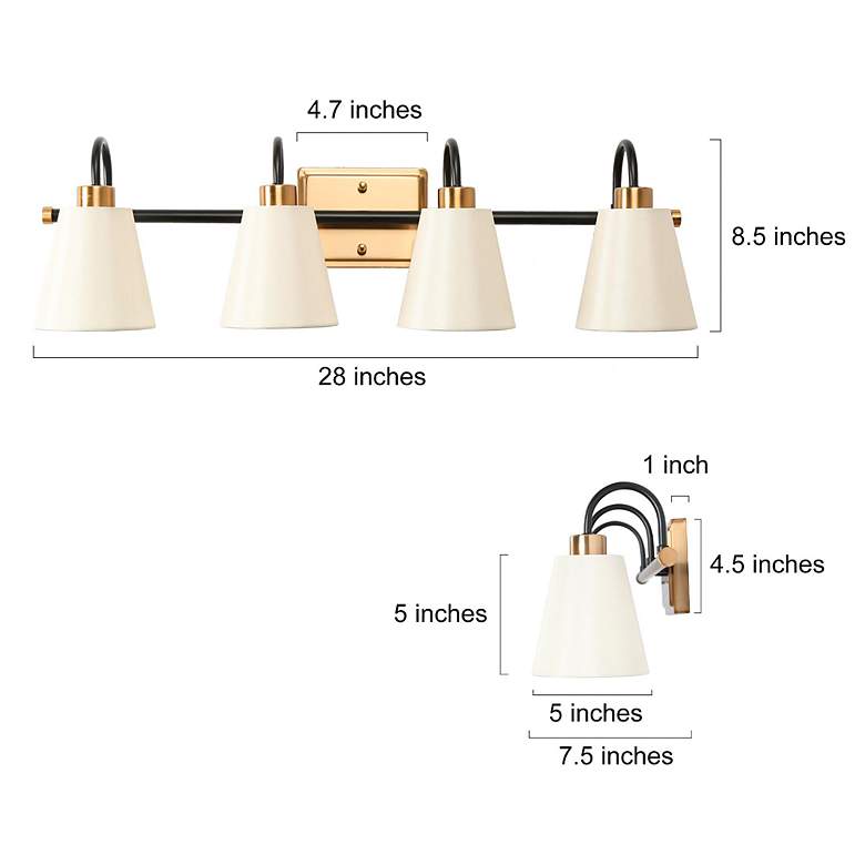 Image 2 Jacarmellia 28"W Matte Black and Brass 4-Light Bath Light more views