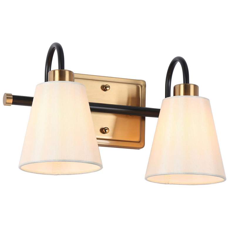Image 1 Jacarmellia 8"H Matte Black and Brass 2-Light Wall Sconce