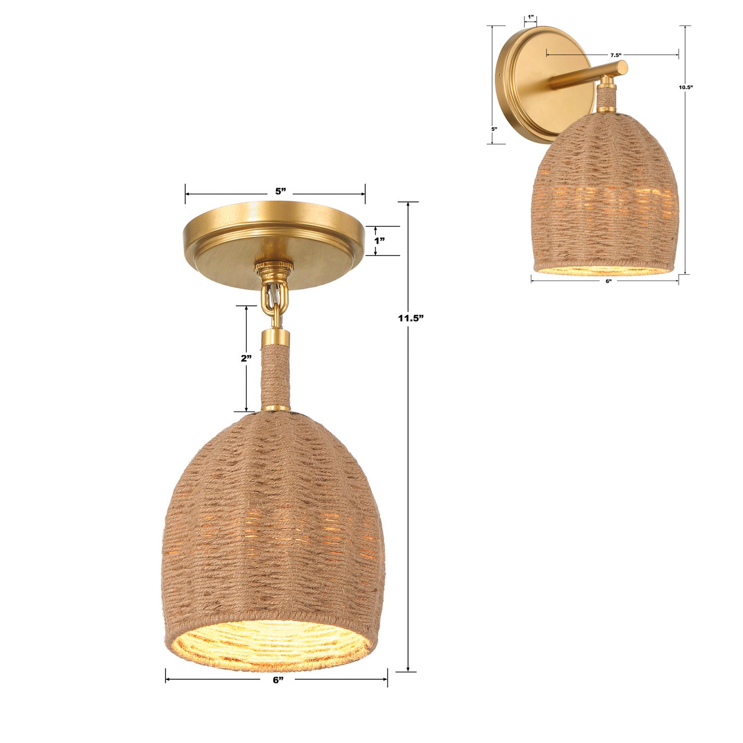 Jace 1 Light Soft Gold Semi Flush