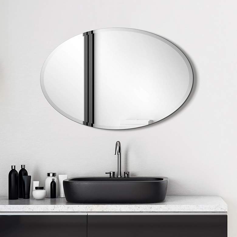 Image 5 Jace Frameless Beveled 24" x 36" Oval Wall Mirror more views