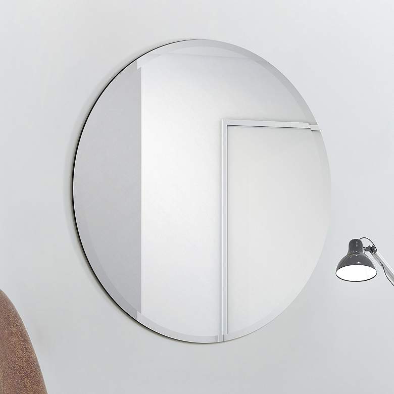 Image 1 Jace Frameless Beveled 30 inch Round Wall Mirror