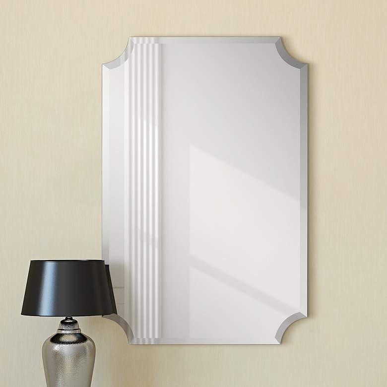 Image 1 Jace Frameless Scalloped Beveled 24 inch x 36 inch Wall Mirror