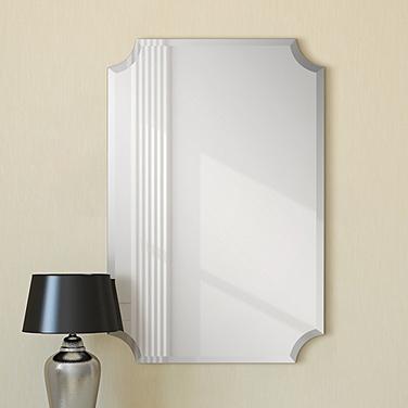 Jace Frameless Scalloped Beveled 24" x 36" Wall Mirror