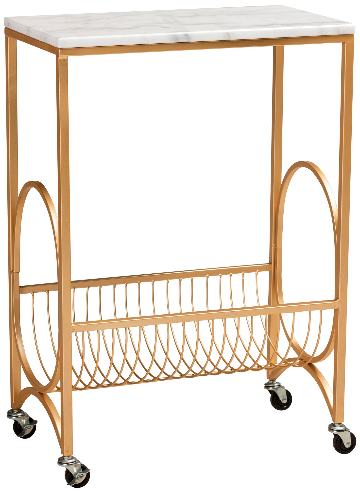 Jacek 20" Wide Gold Metal 1-Shelf Wine Cart