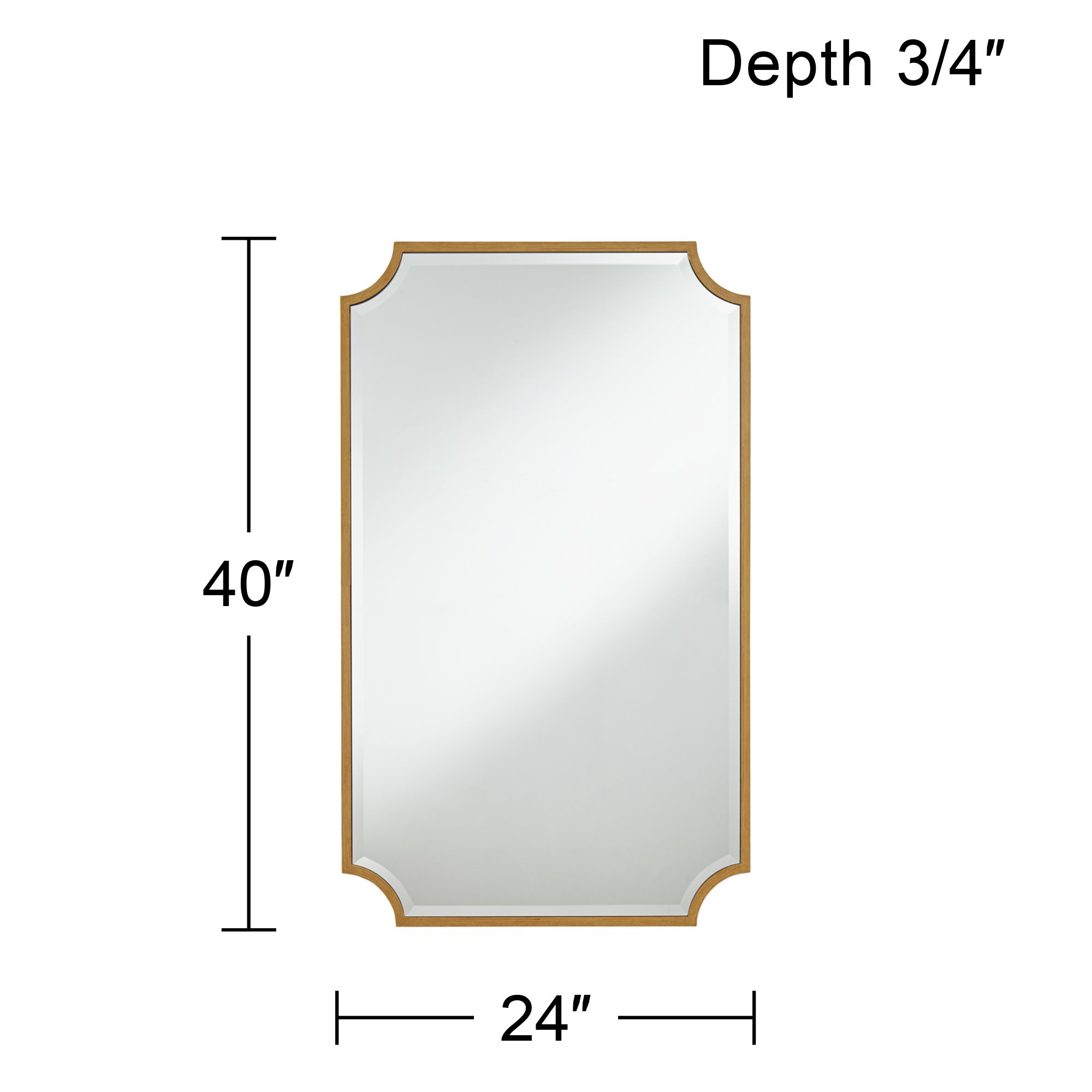 Jacinda 24" x 40" Gold Rounded Cut Edge Wall Mirror Set of 2 in scene