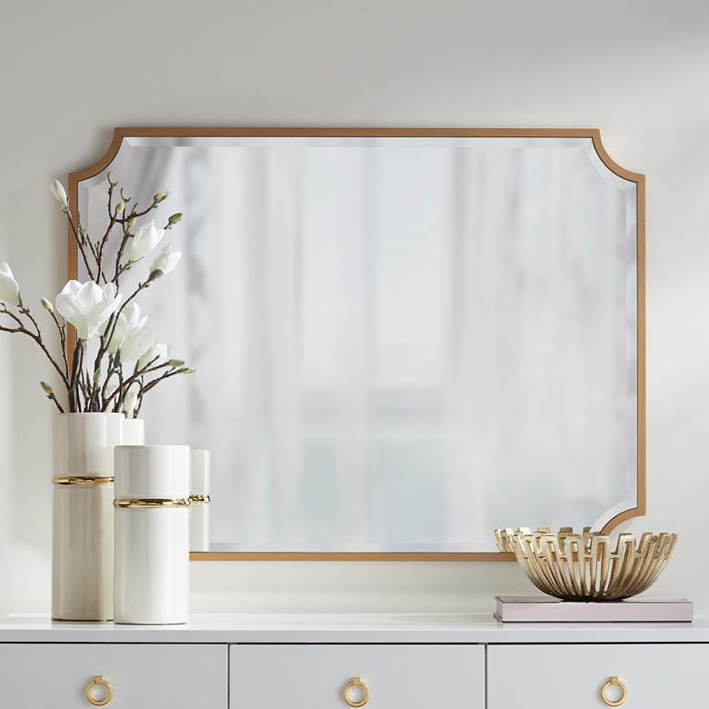 Image 1 Jacinda Antique Gold 30 inch x 40 inch Rounded Cut Edge Wall Mirror
