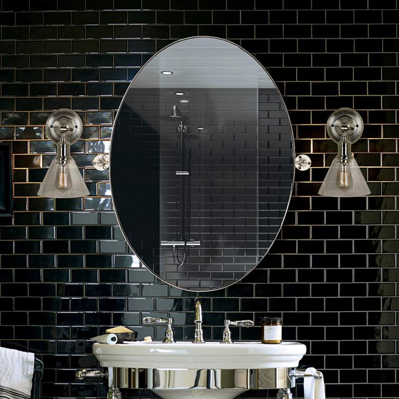Image 1 Jacinda Polished Nickel 24 inch x 30 inch Oval Wall Mirror