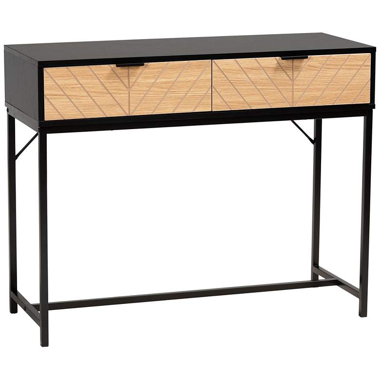 Image 2 Jacinth 39 1/2 inchW Black Natural Brown 2-Drawer Console Table