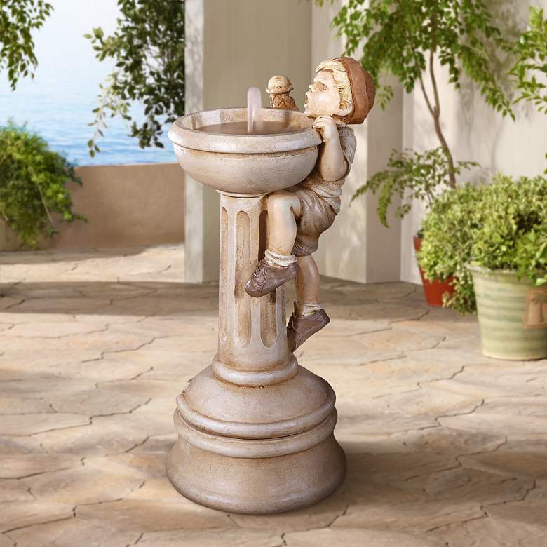 Image 1 Jack's Dilemma 31" High Cast Stone Garden Water Fountain