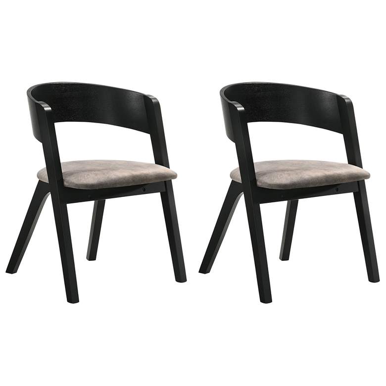 Image 1 Jackie Set of 2 Mid-Century Dining Chairs in Brown Upholstery and Black