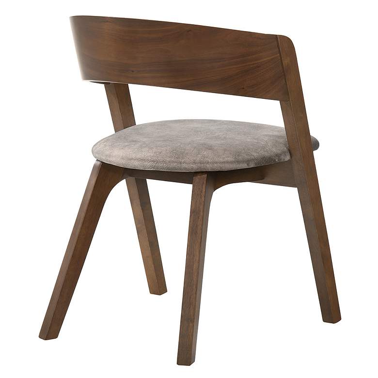 Image 2 Jackie Set of 2 Mid-Century Dining Chairs in Brown Upholstery and Walnut more views