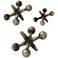 Jacks 9"W Distressed Silver Geometric Sculptures Set of 3