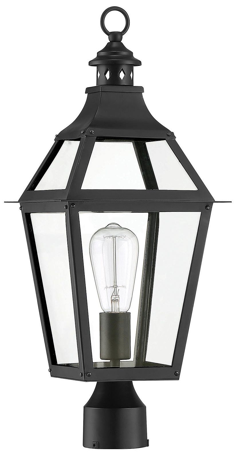 Image 2 Jackson 1-Light Outdoor Post Lantern in Matte Black with Gold Highlights more views