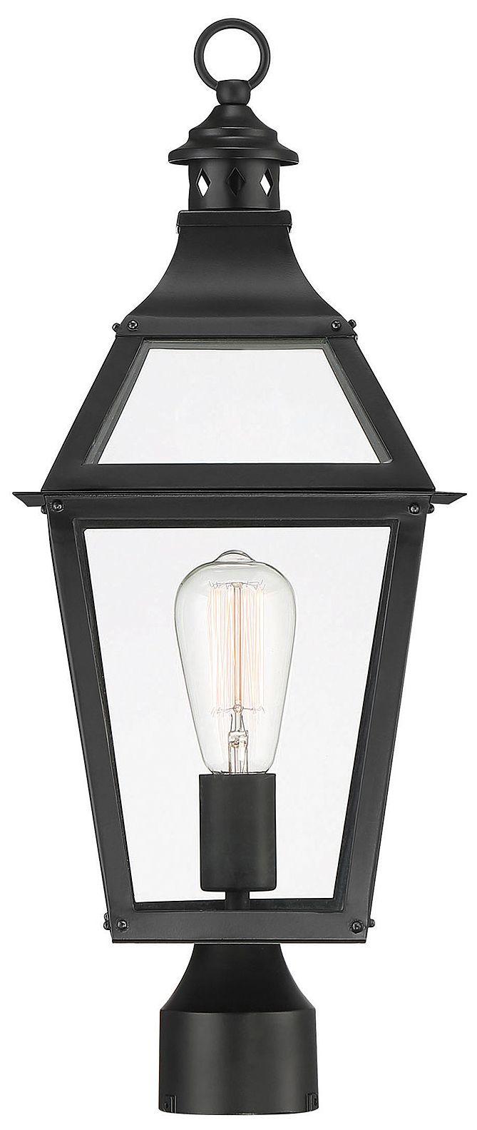Image 3 Jackson 1-Light Outdoor Post Lantern in Matte Black with Gold Highlights more views
