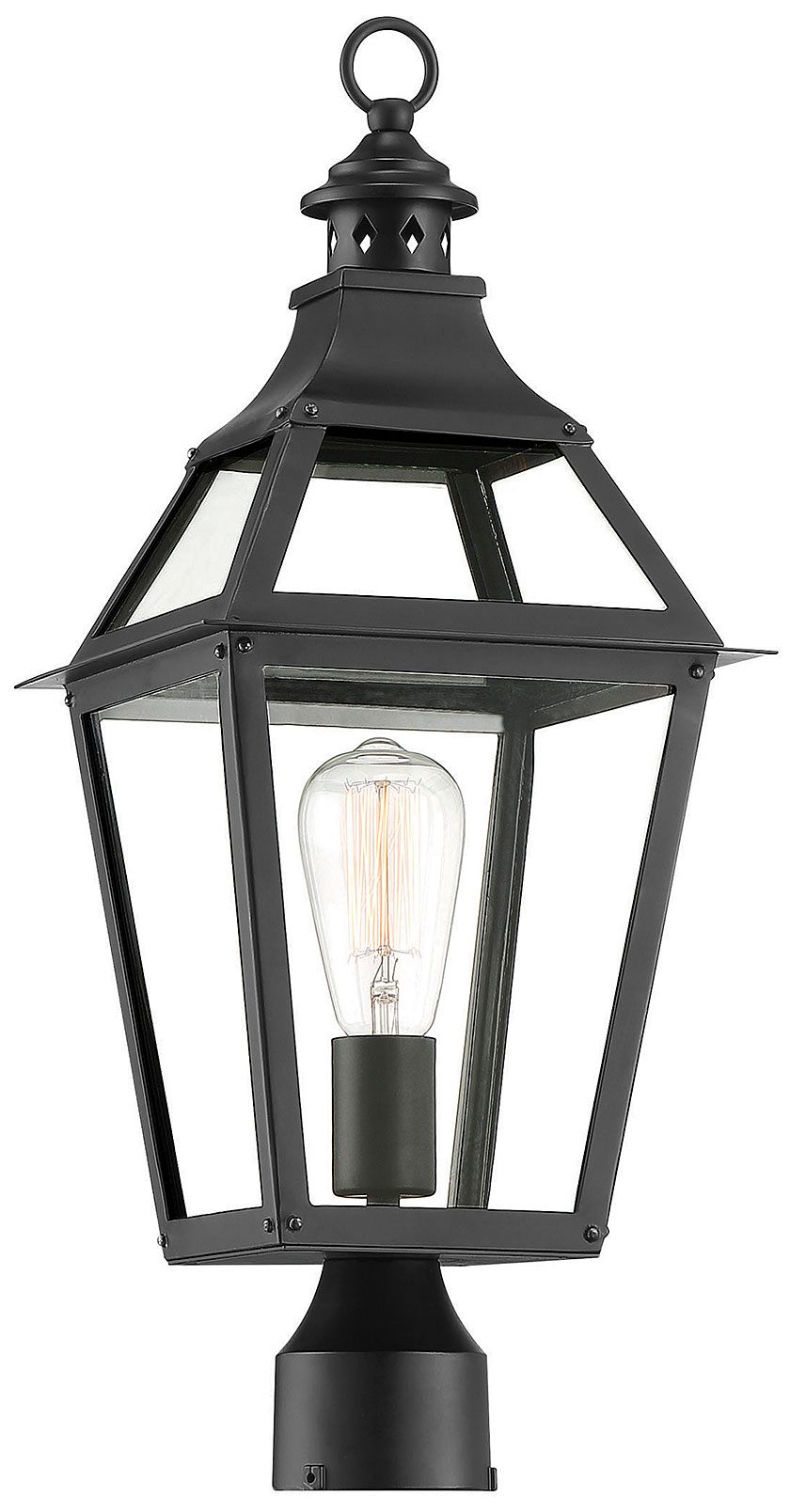 Image 4 Jackson 1-Light Outdoor Post Lantern in Matte Black with Gold Highlights more views