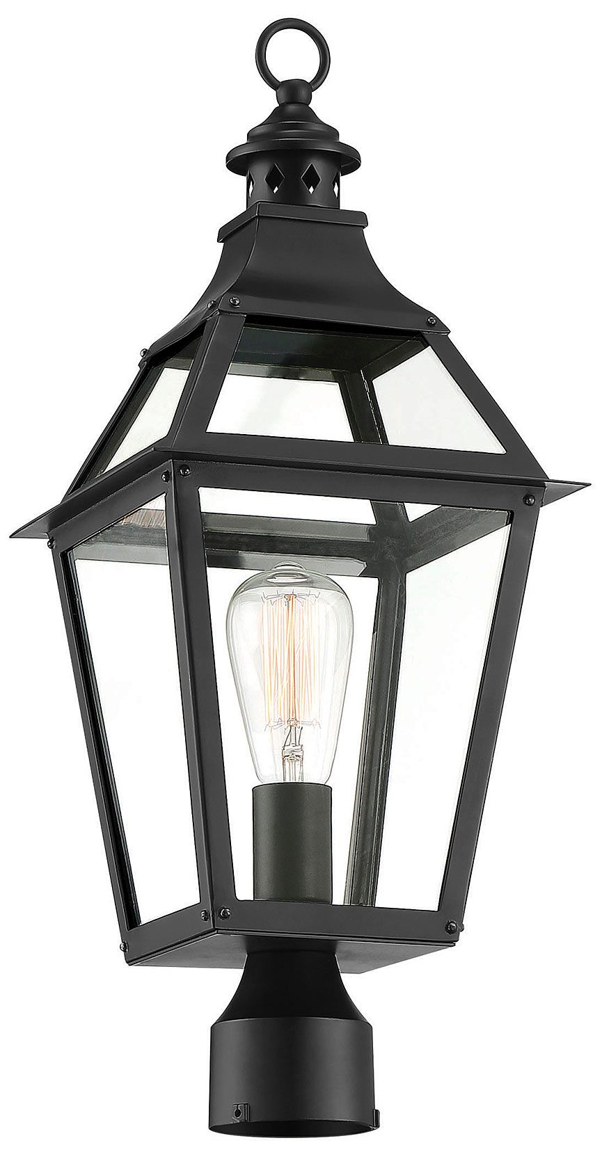 Image 5 Jackson 1-Light Outdoor Post Lantern in Matte Black with Gold Highlights more views