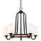 Jackson 22"W Bronze and Brown Wood 5-Light Chandelier