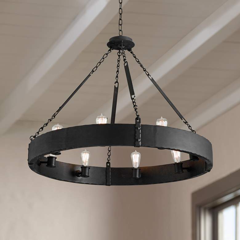 Image 1 Jackson 36 1/4" Wide Copper Bronze Wagon Wheel Chandelier